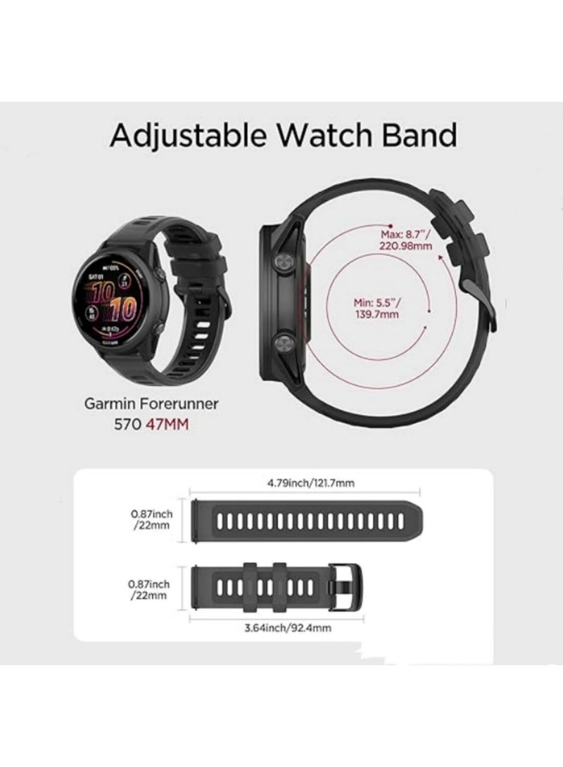 1PCS 22mm Transparent Two-Tone Silicone Strap For Garmin Forerunner 570 265 255 165 55/ for Vivoactive 6 5 4/ for Venu Sport Band Bracelet Black 22mm - Image 5